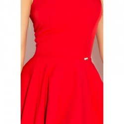dámske elegantné oblečenie, letné červené šaty na ramienka, šaty s hlbším výstrihom